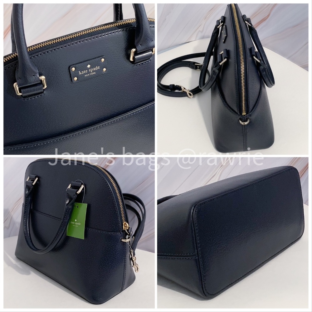 New Kate Spade Domed Navy Leather Carli Satchel - Picture 3 of 4